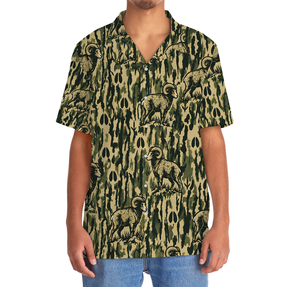 Bighorn Sheep Stripe Camouflage Hawaiian Shirt