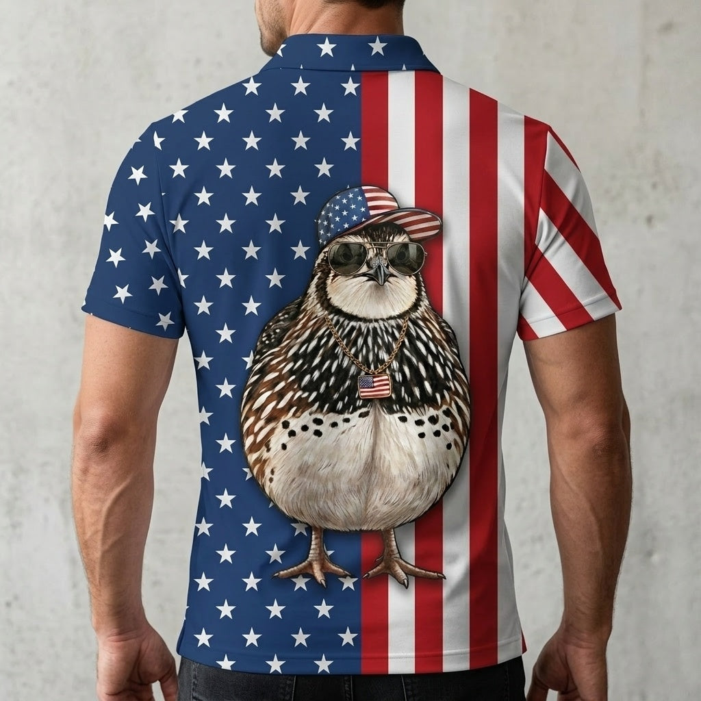 America Quail Hunting Funny Men Polo Shirt