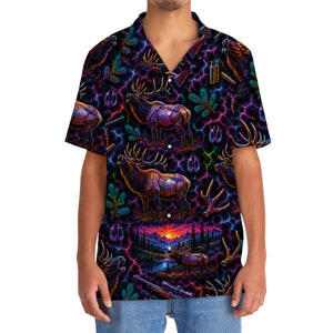Midnight Elk Hunting Neon Hawaiian Shirt