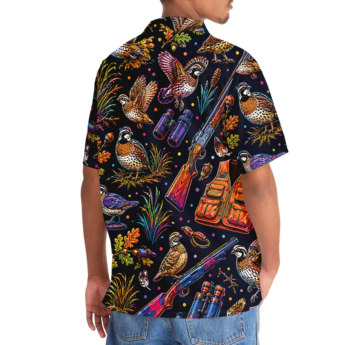 Quail Hunting Graphic Pattern Hawaiian Shirt