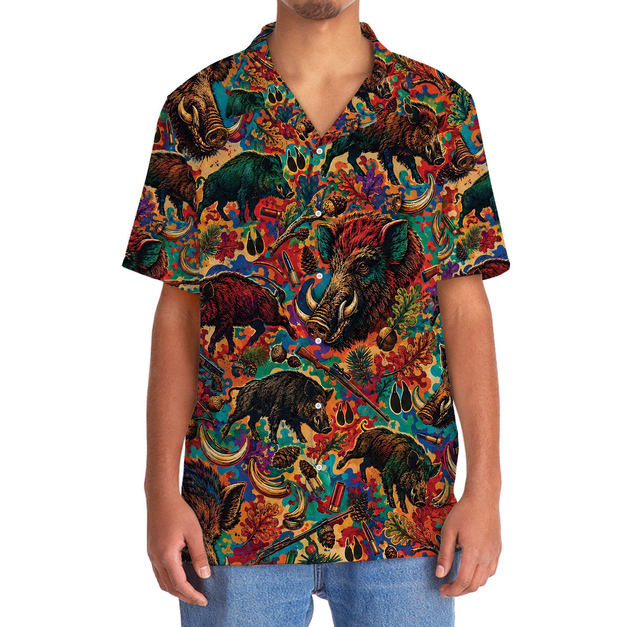 Psychedelic Hog Hunting Hawaiian Shirt
