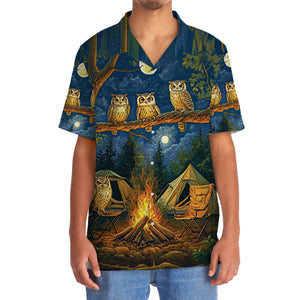 Campfire Night With Owls Art Hawaiian Shirt