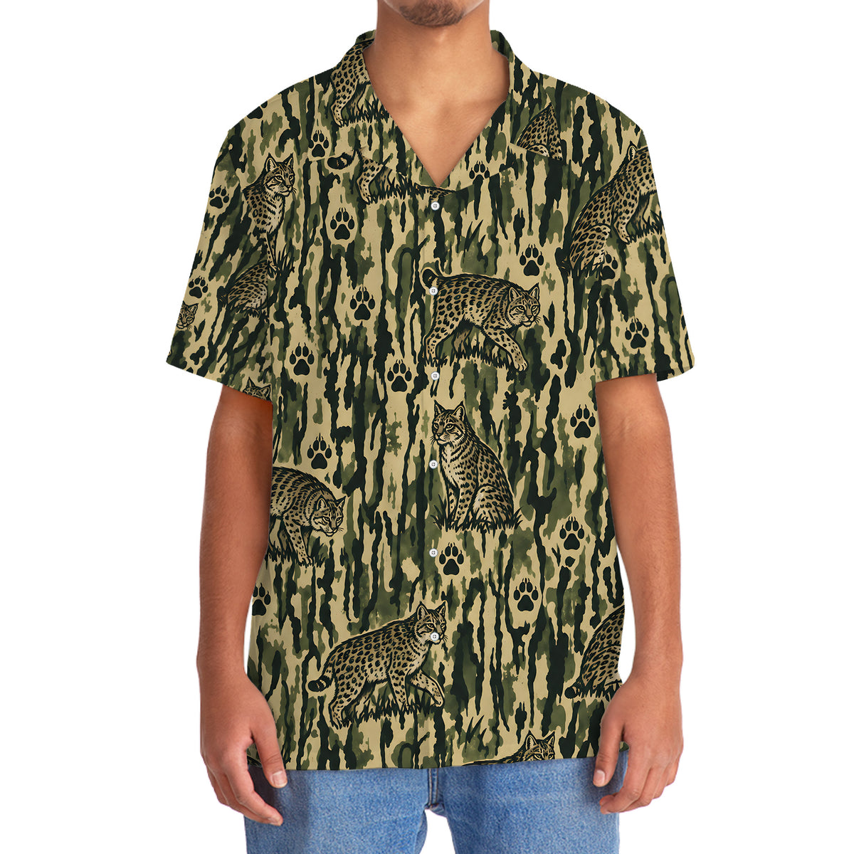 Bobcat Stripe Camouflage Hawaiian Shirt