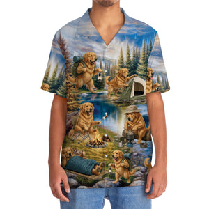 Golden Retriever Dog Funny Camping Hawaiian Shirt