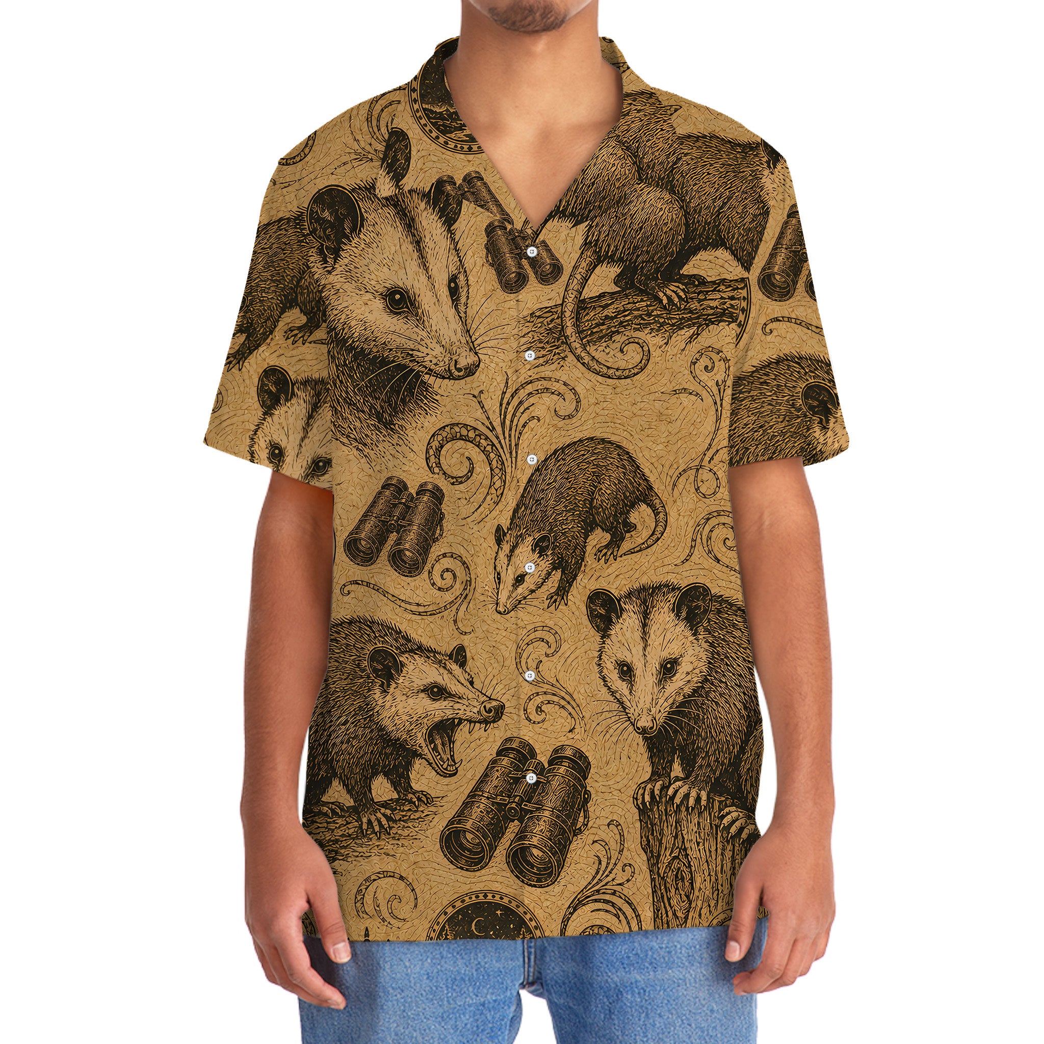 Opossum Hunting Vintage Artwork Hawaiian Shirt