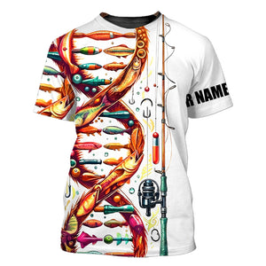 Custom Name Fishing DNA All Over Print Shirt