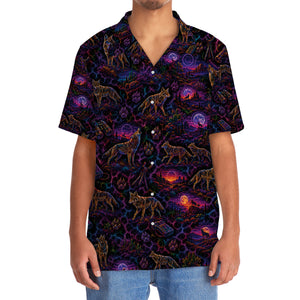 Midnight Coyote Neon Hawaiian Shirt