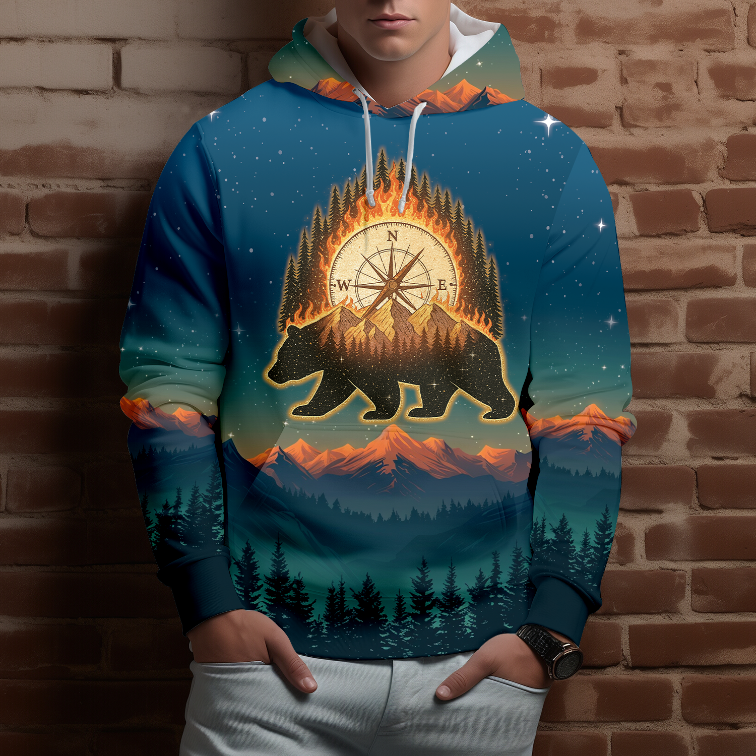 Bear Camp I Hate People  Mountain Night Forest All Over Print Shirt