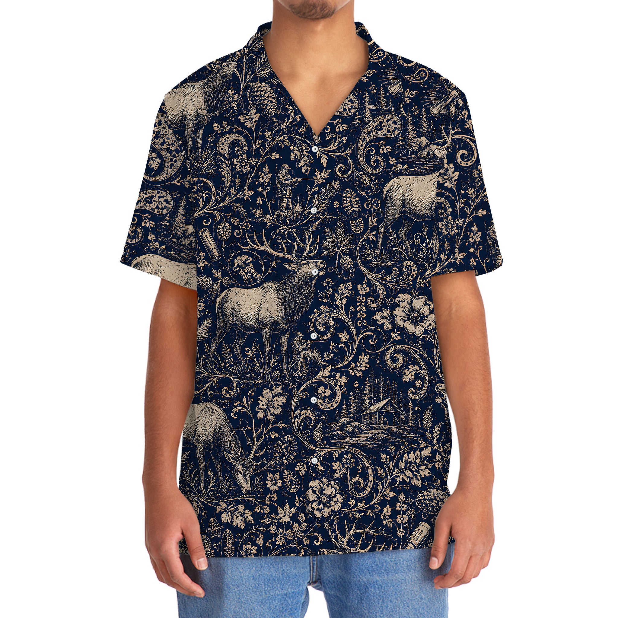 Midnight Elk Hunting Paisley Hawaiian Shirt