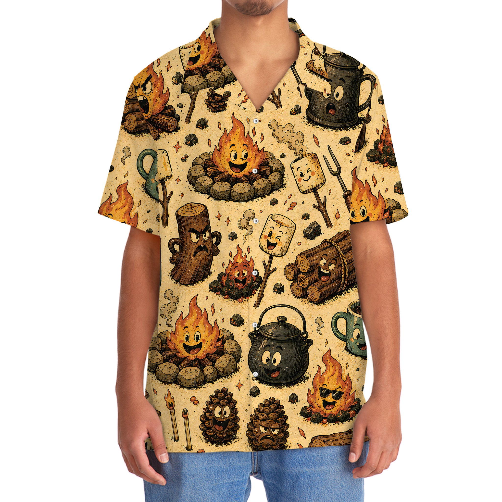 Vintage Funny Campfire Hawaiian Shirt