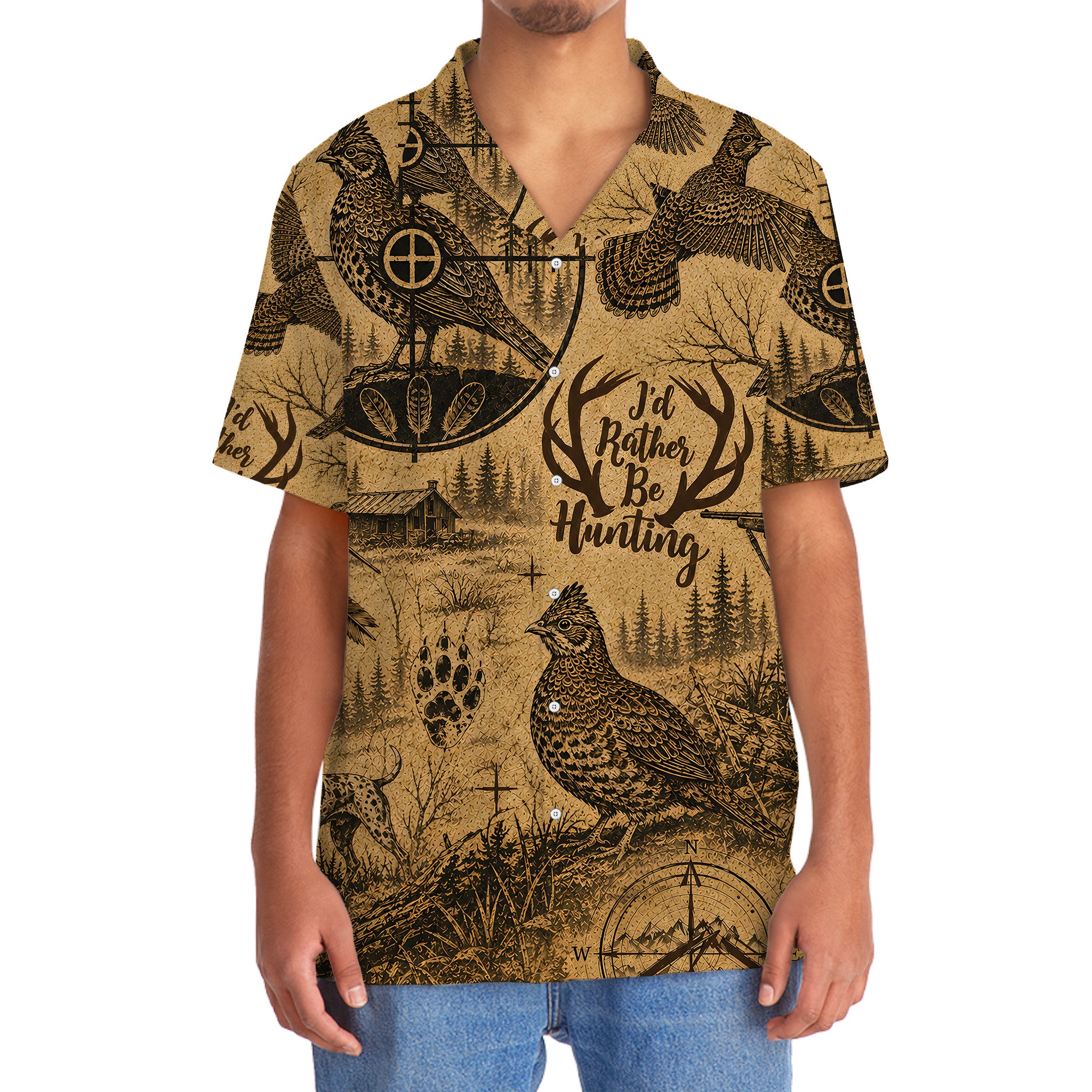 Grouse I'd Rather be Hunting Hawaiian Shirt
