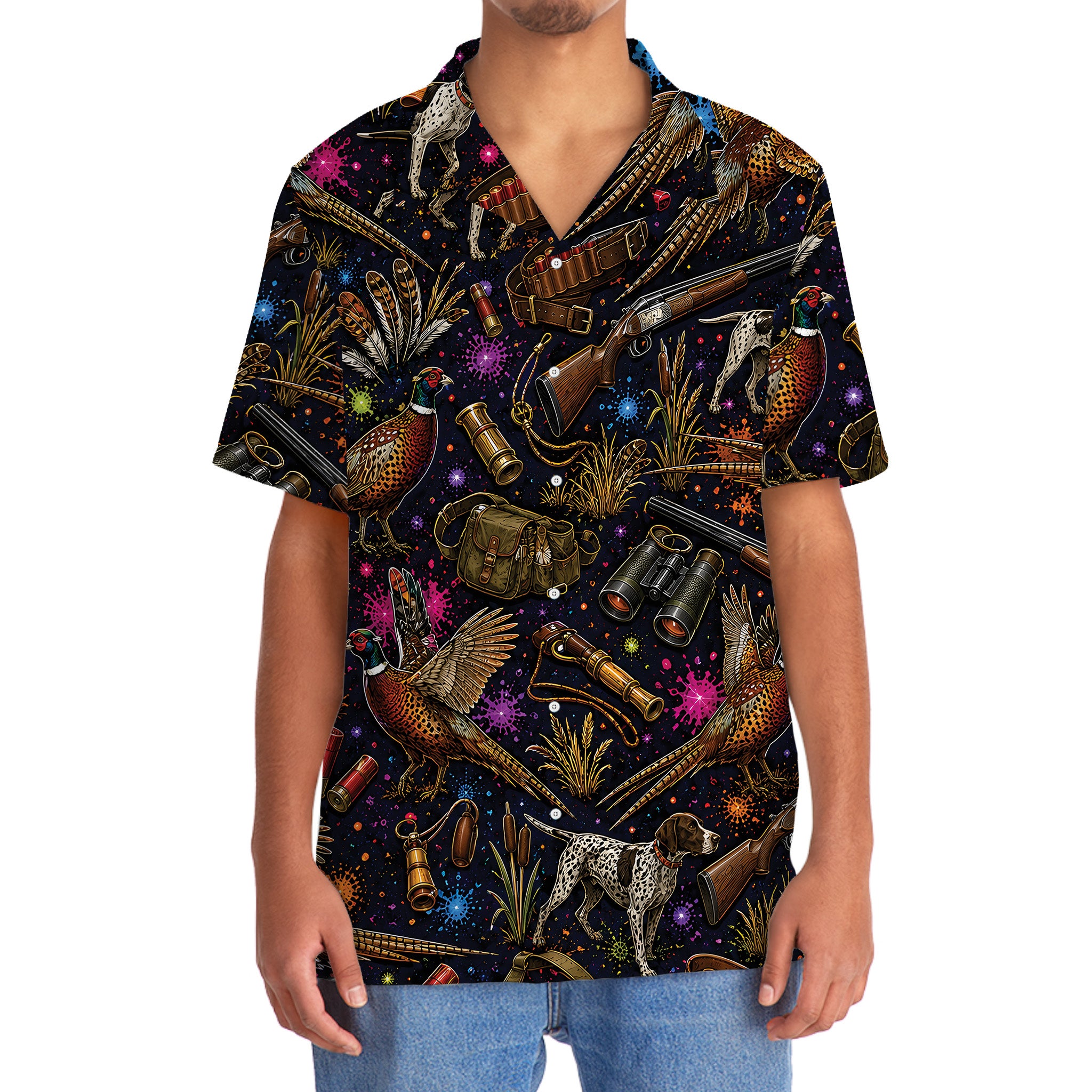 Retro Pheasant Hunting Colorful Hawaiian Shirt