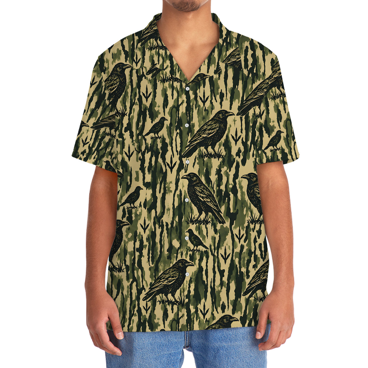 Crow Stripe Camouflage Hawaiian Shirt