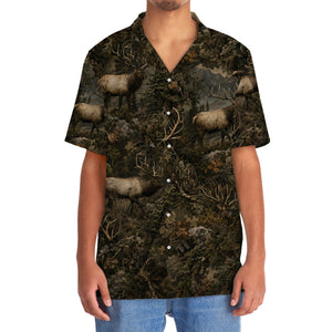 Elk Hunting Forest Camouflage Hawaiian Shirt