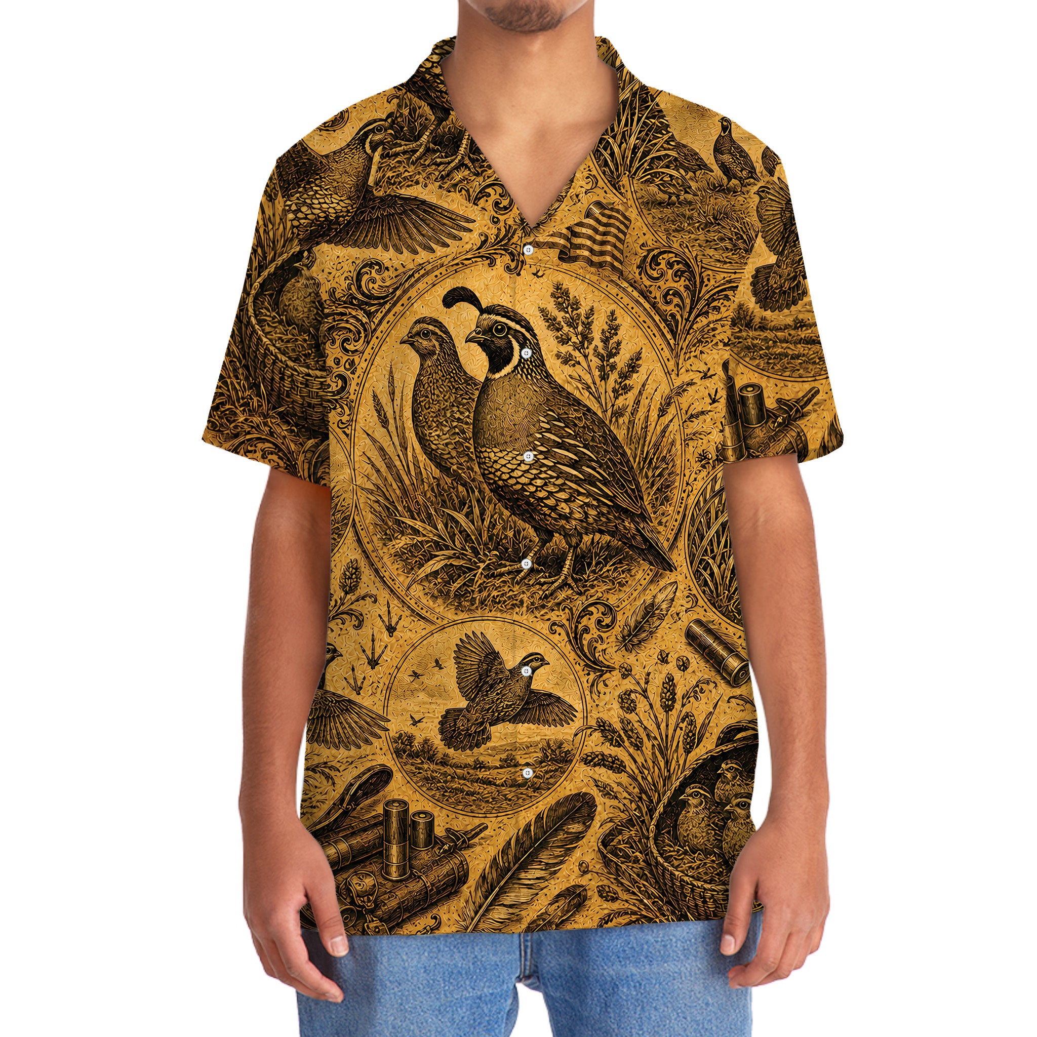 Quail Hunting Legend Vintage Art Hawaiian Shirt