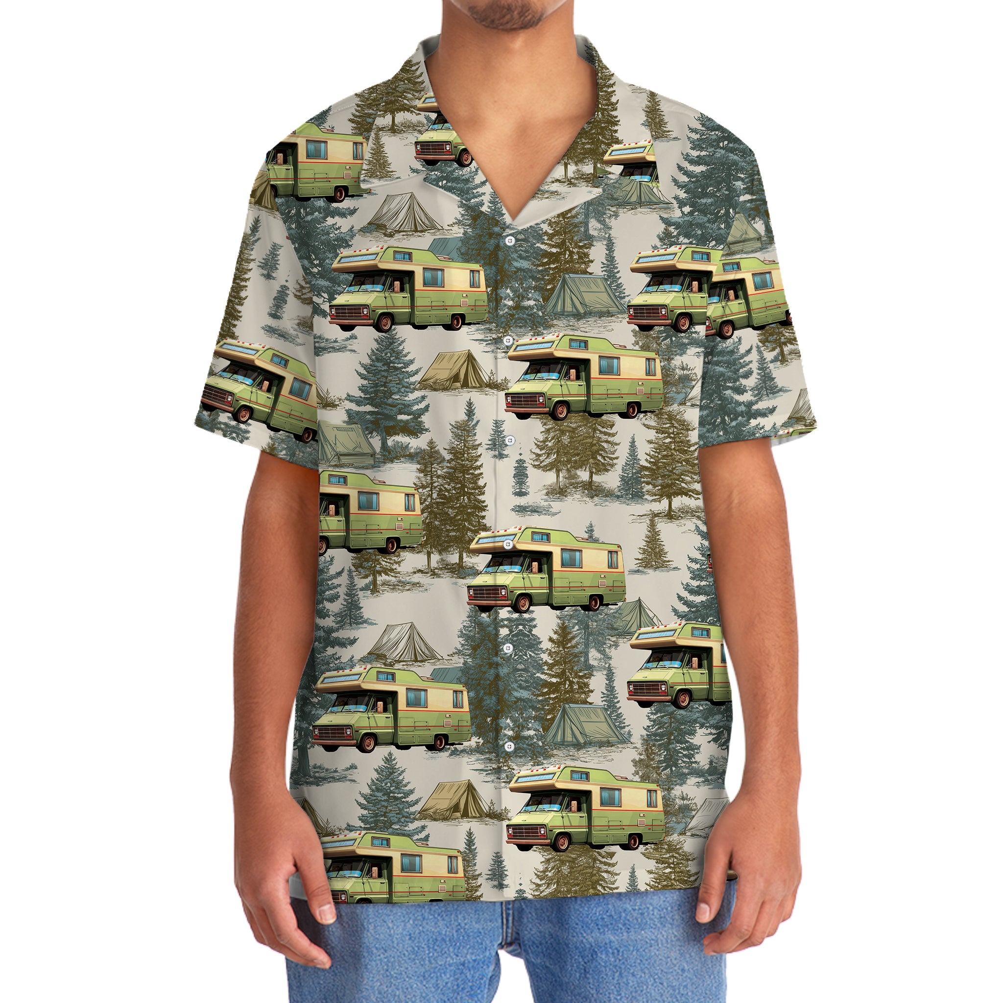 Vintage RV Motorhome Camping Hawaiian Shirt