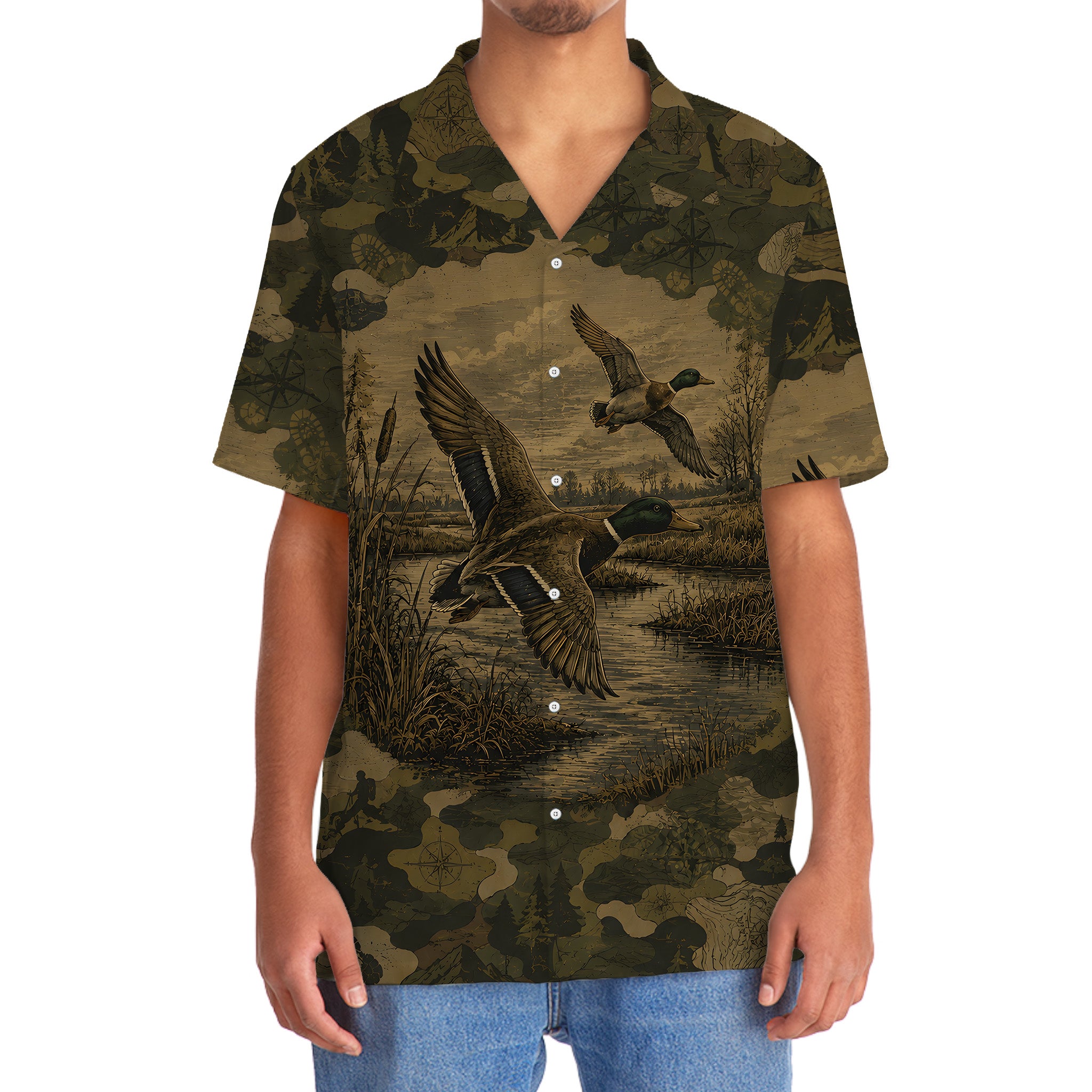 Duck Camouflage Dark Hawaiian Shirt