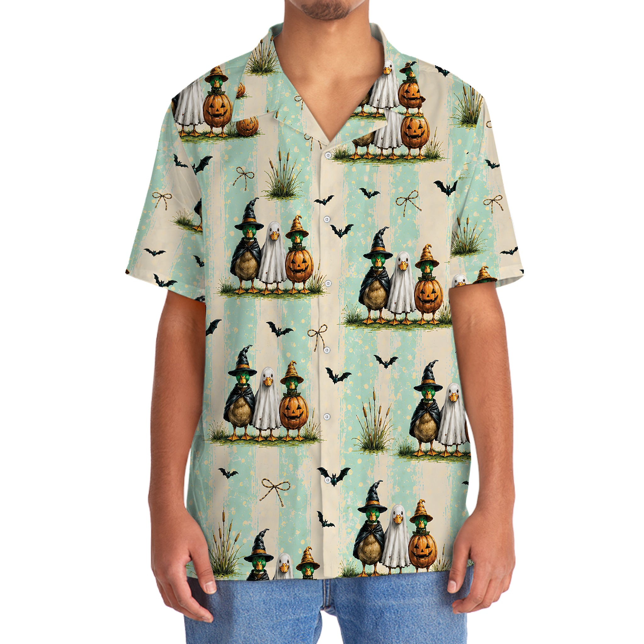 Duck Ghost Pumpkin Halloween Hawaiian Shirt