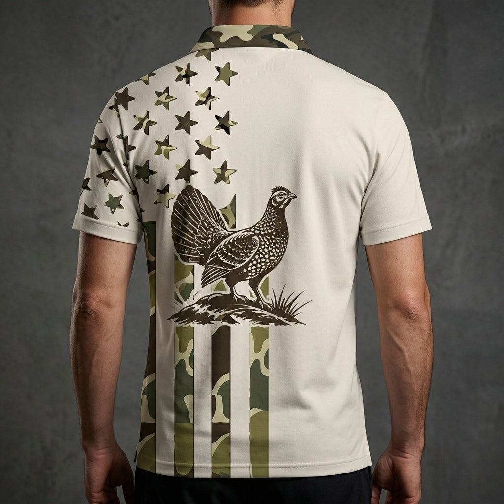 Custom Name Grouse Hunting Camouflage Style Men Polo Shirt