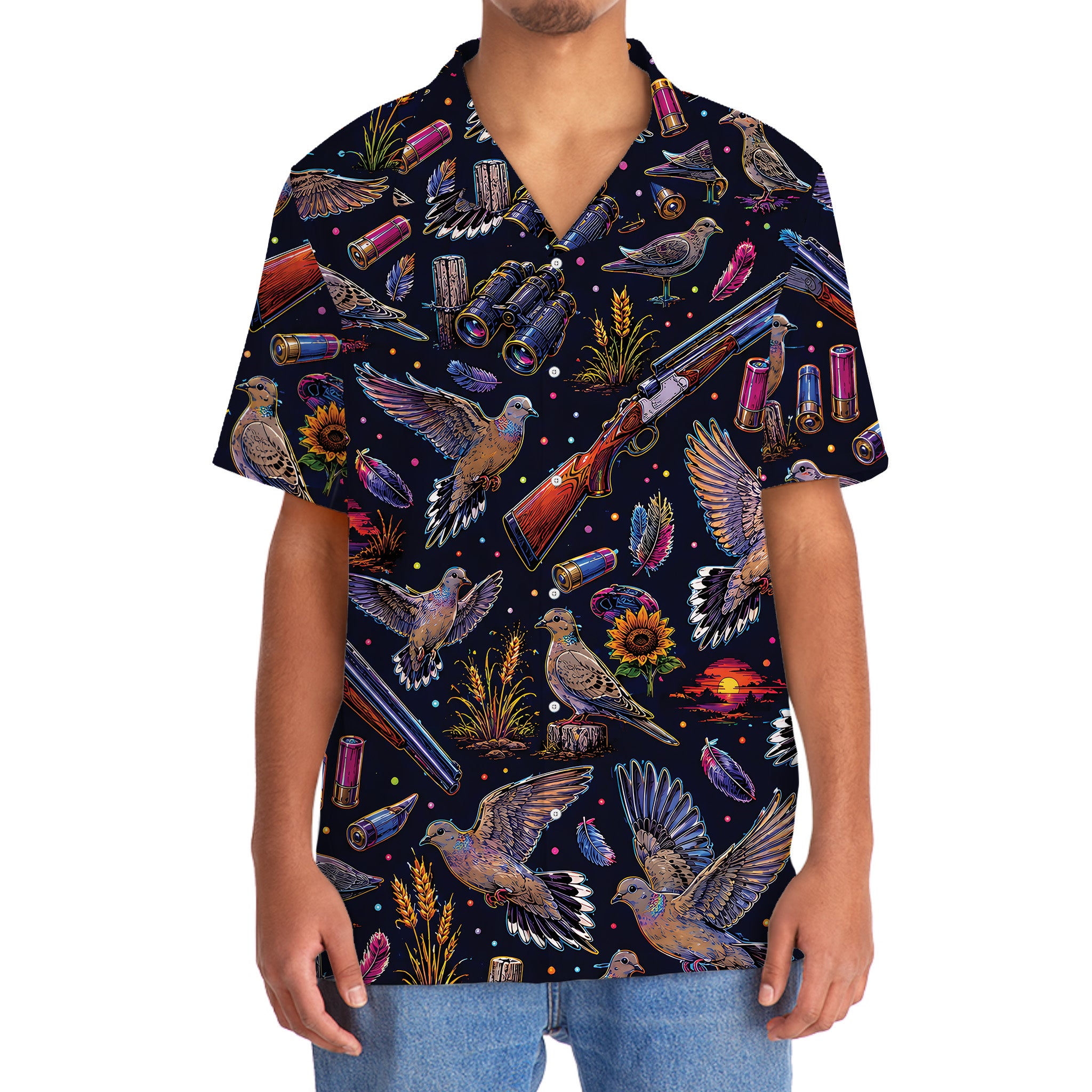 Dove Hunting Graphic Pattern Hawaiian Shirt