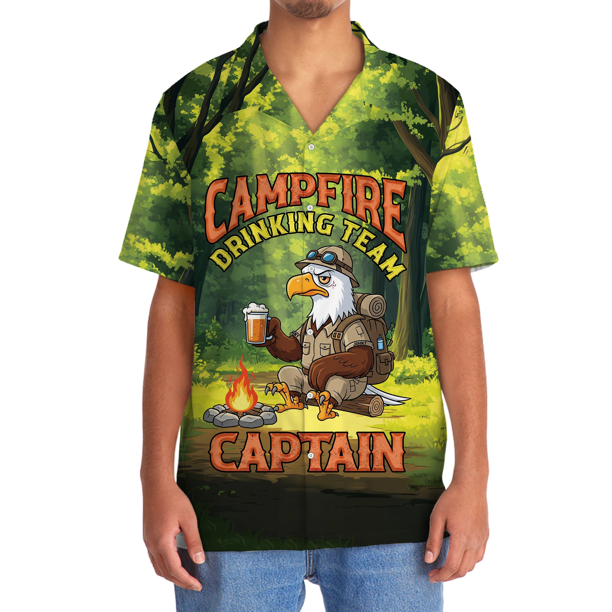 Campfire Drinking Team Captain Eagle Hawaiian Shirt