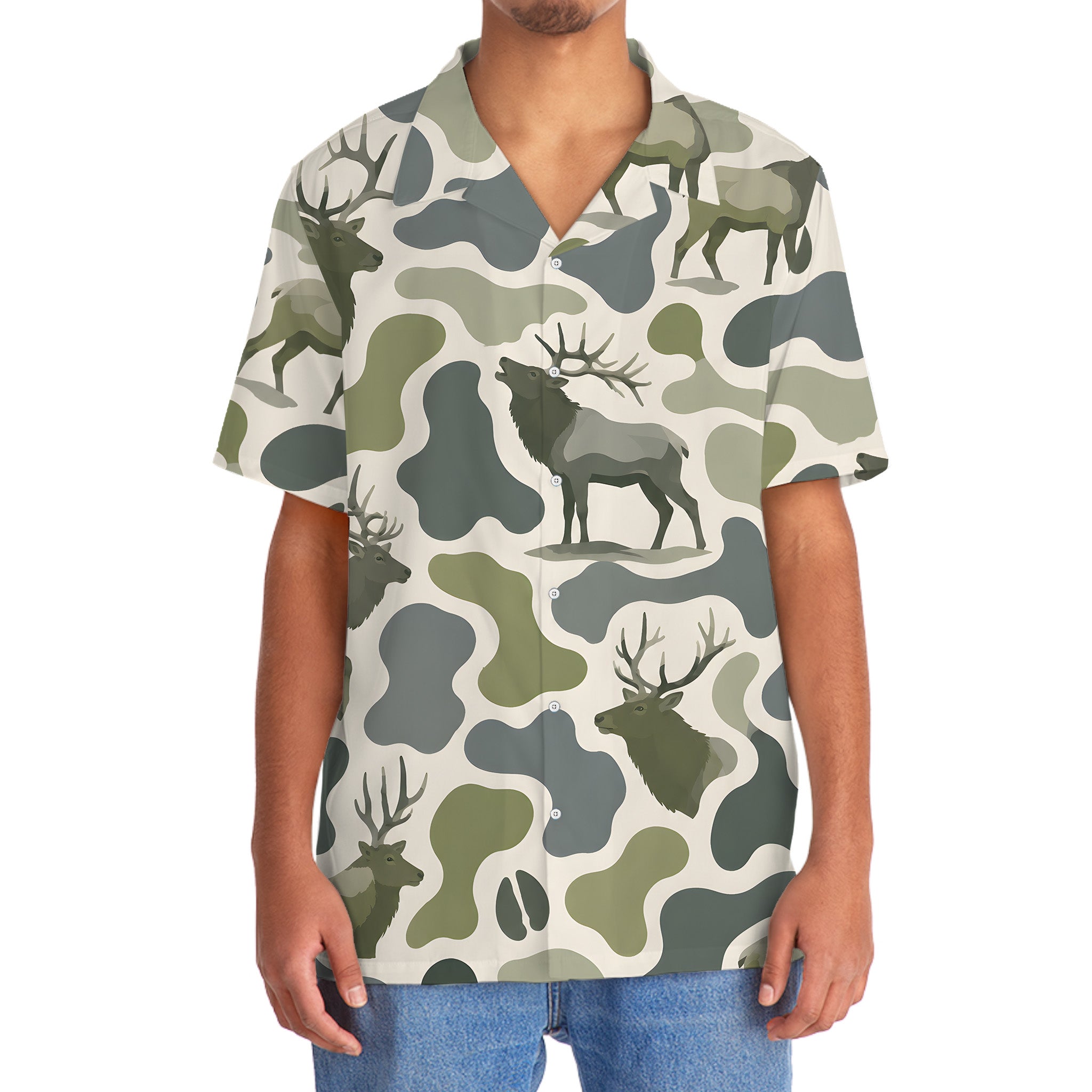 Elk Camouflage Hunting Funny Pattern Hawaiian Shirt