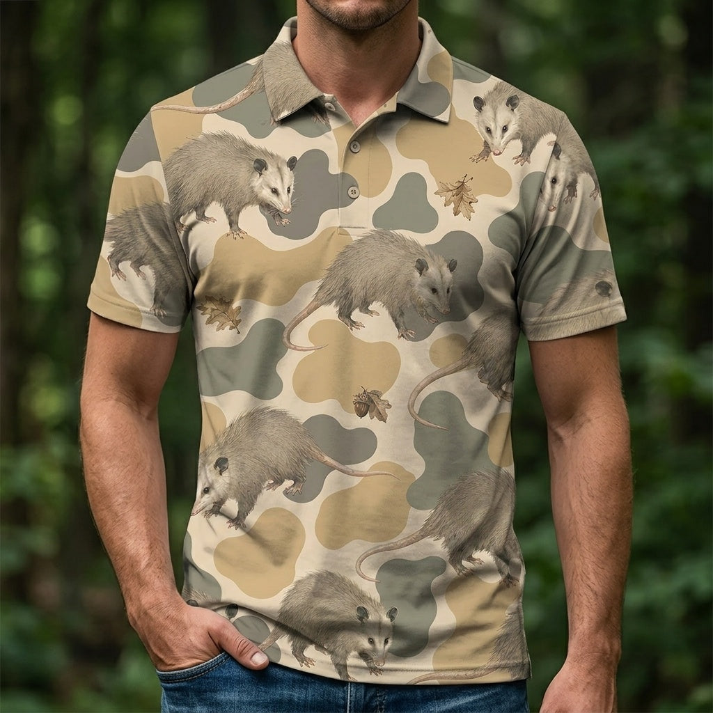Opossum Camouflage Men Polo Shirt