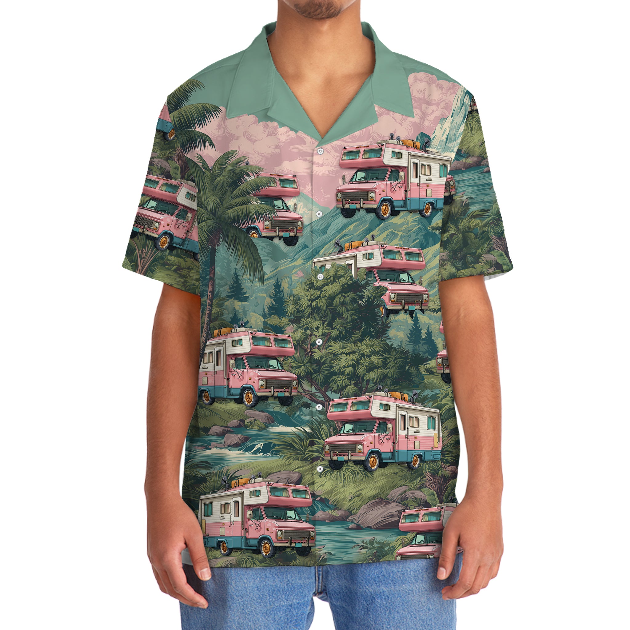 Pastel Camper Van Hawaiian Shirt
