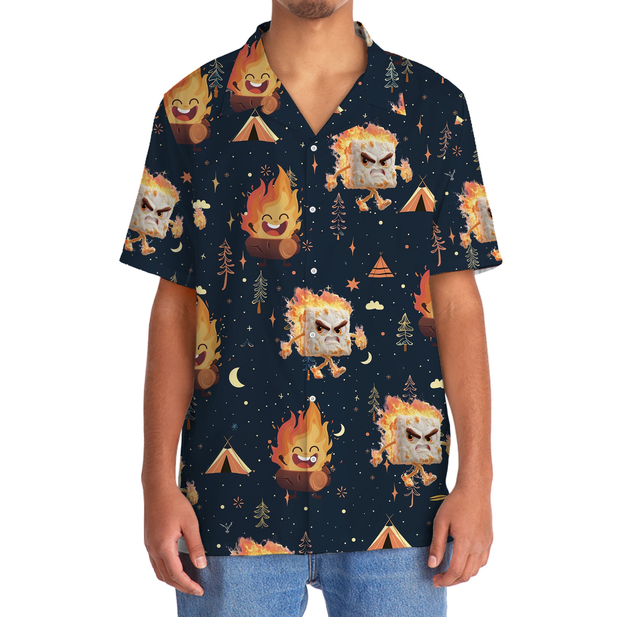 Angry Marshmallow On Fire Hawaiian Shirt