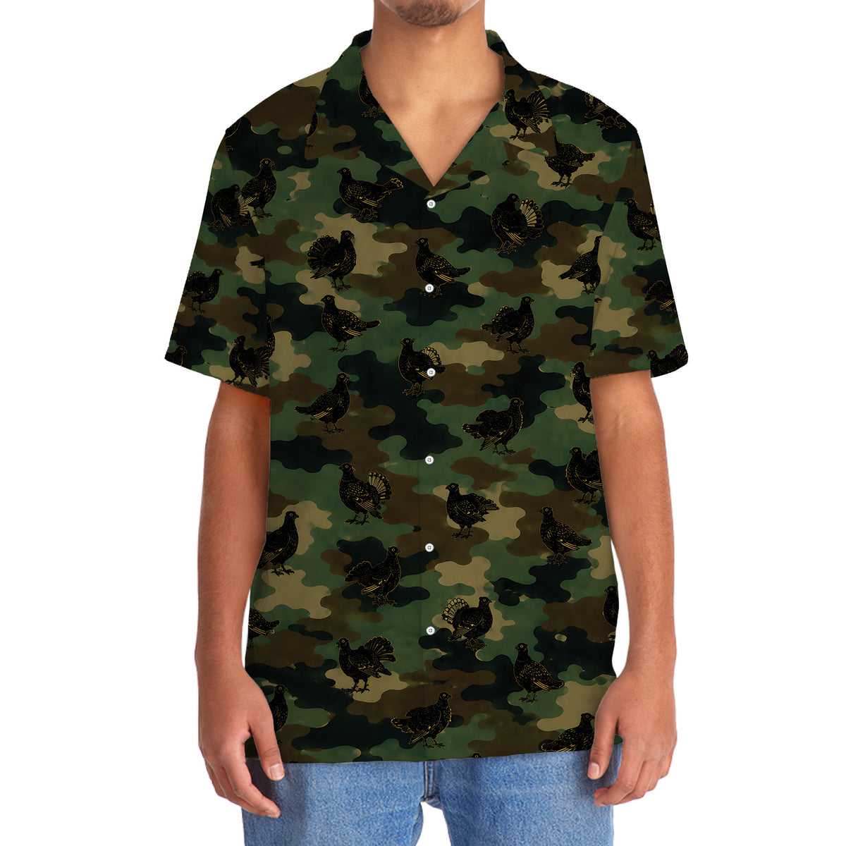 Grouse Camouflage Millitary Hawaiian Shirt