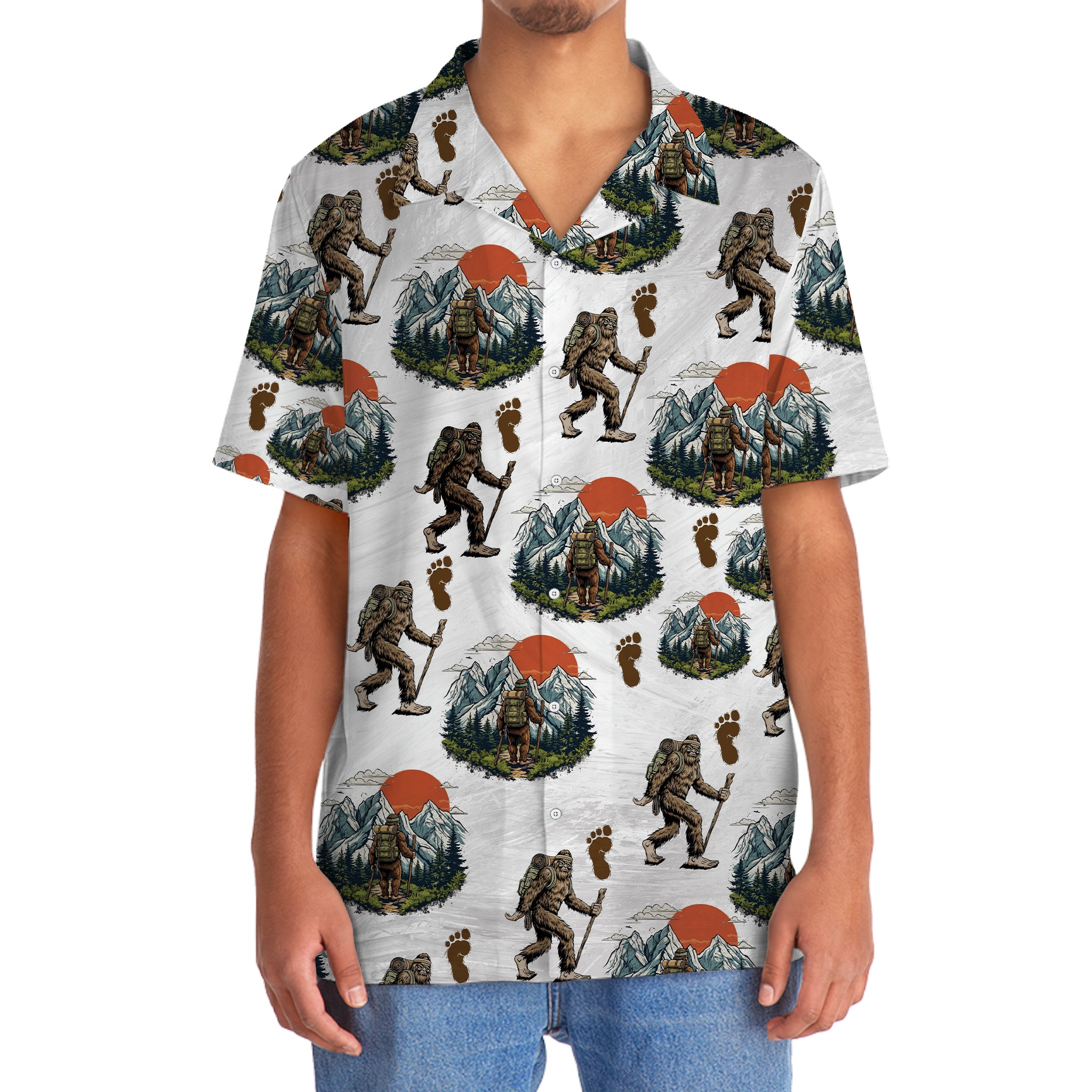 Bigfoot Hiking Hawaiian Shirt