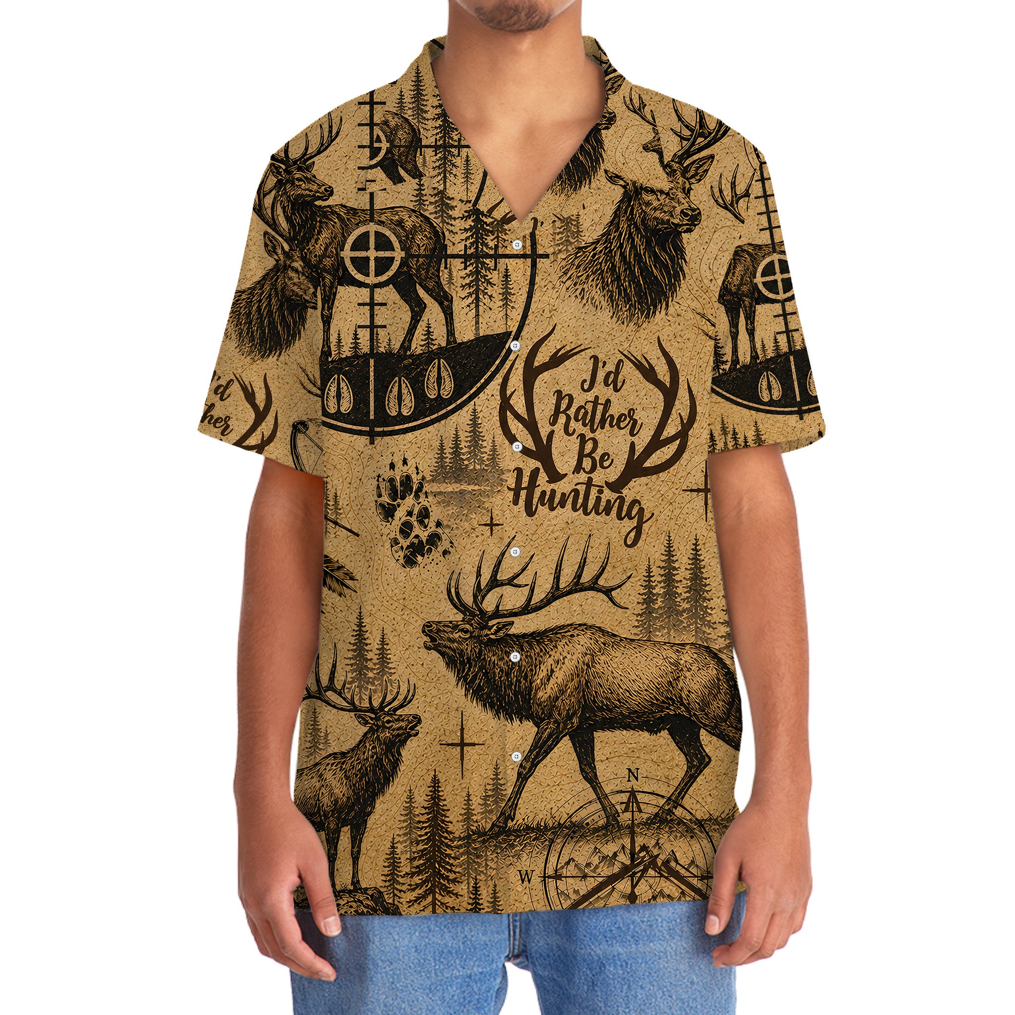 Elk I'd Rather Be Hunting Hawaiian Shirt