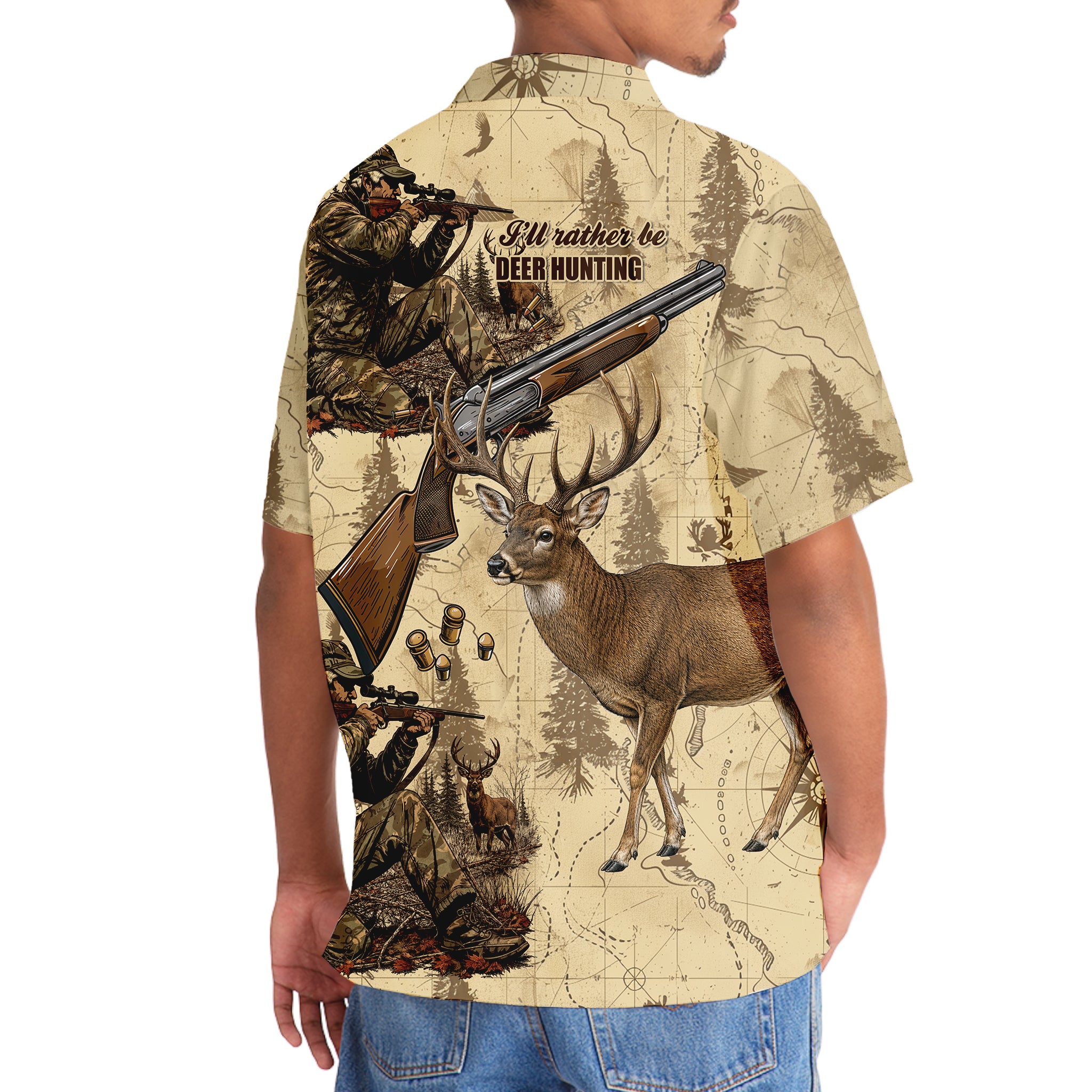 Vintage Wild Deer Hunting Hawaiian Shirt