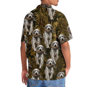 Camouflage English Setter Running With Mourning Dove Hawaiian Shirt