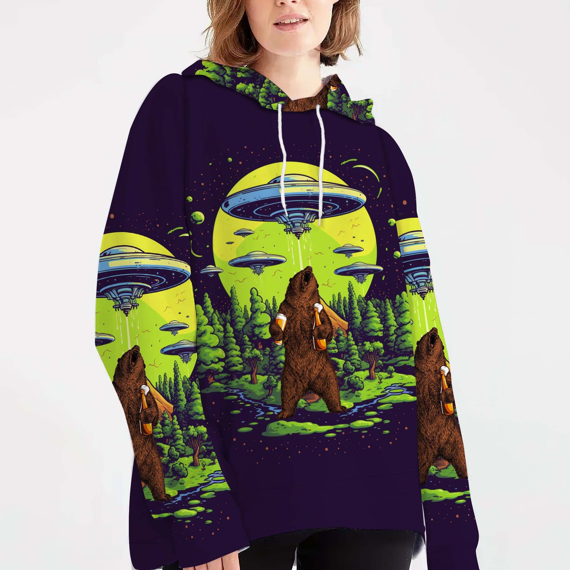 Funny Grizzly Bear Drinking All Over Print Shirt