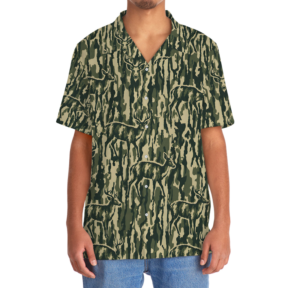 Deer Stripe Camouflage Hawaiian Shirt