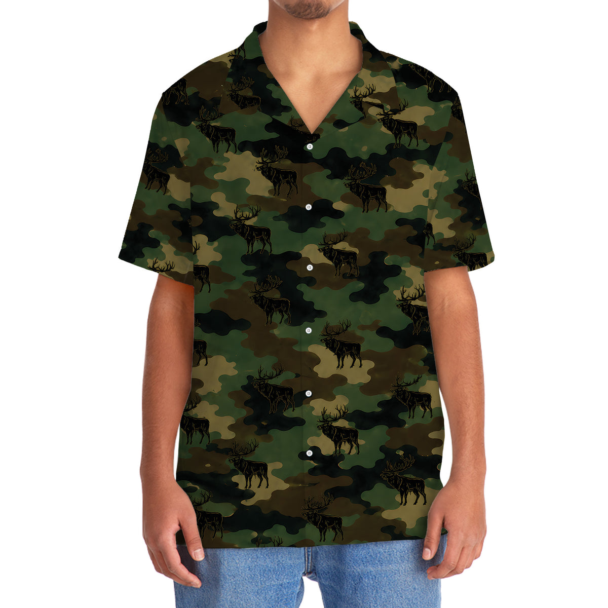 Elk Camouflage Millitary Hawaiian Shirt