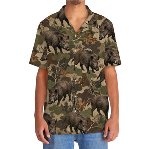 Feral Hog Woodland Hunting Camo Hawaiian Shirt