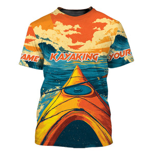 Custom Name Sunset Kayaking Scene All Over Print Shirt
