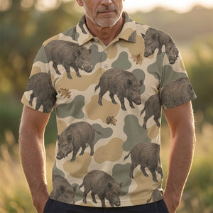 Feral Hog Camouflage Men Polo Shirt