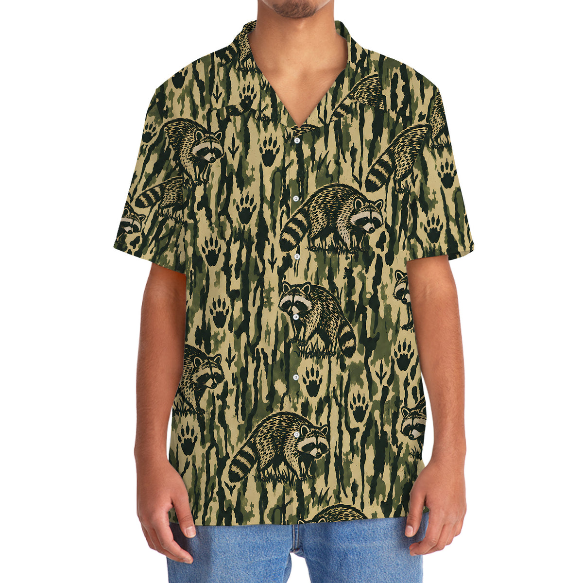 Raccoon Stripe Camouflage Hawaiian Shirt
