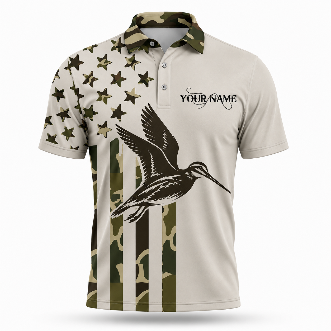 Custom Name Snipe Hunting Camouflage Style Men Polo Shirt