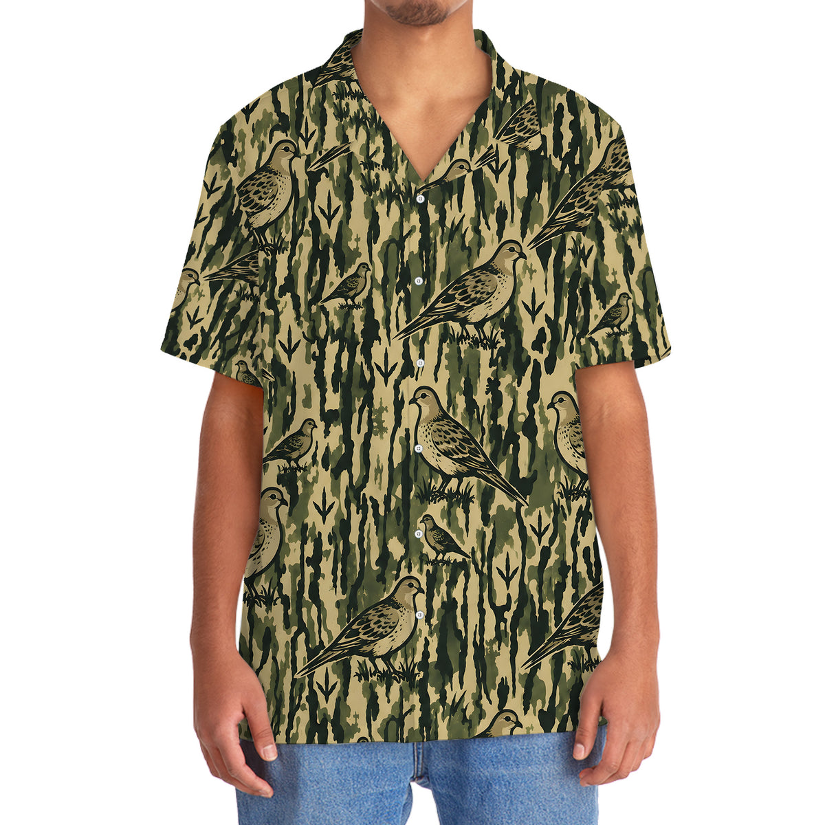 Dove Stripe Camouflage Hawaiian Shirt