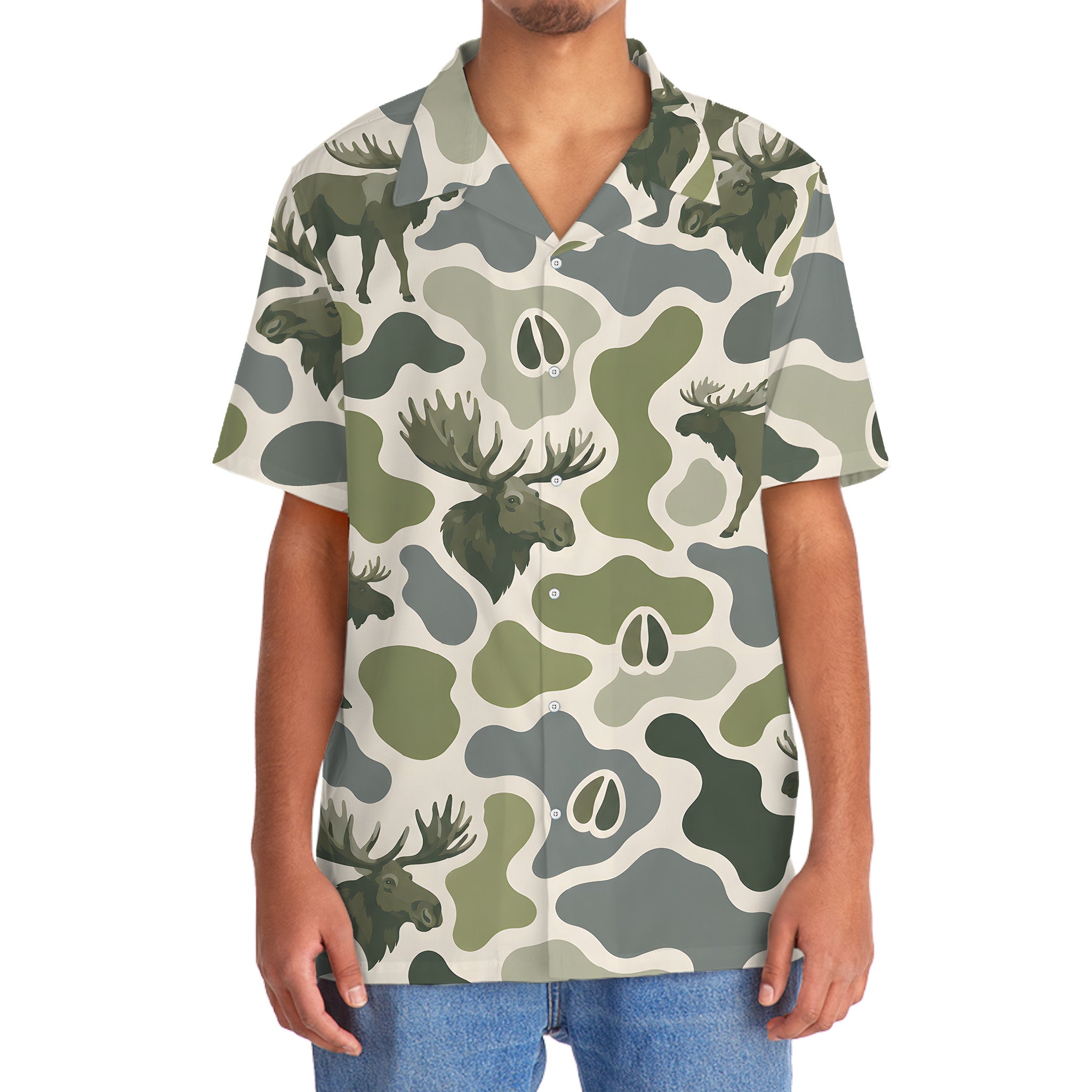 Moose Camouflage Hunting Funny Pattern Hawaiian Shirt