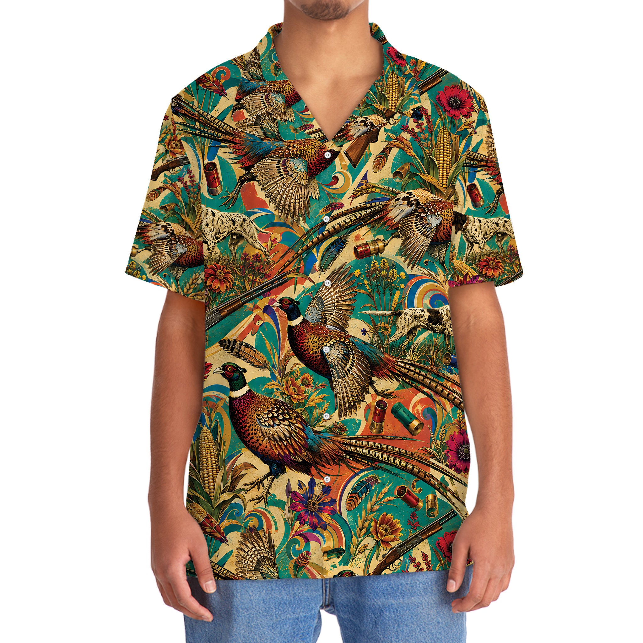 Psychedelic Pheasant Hunting Hawaiian Shirt