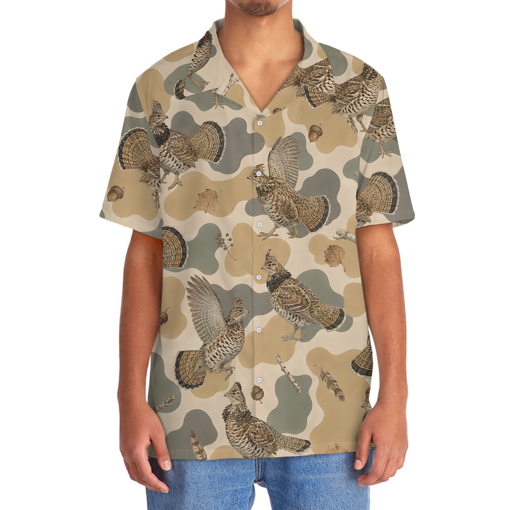 Ruffed Grouse Camouflage Men Polo Shirt