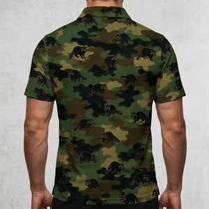 Raccoon Camouflage Millitary Men Polo Shirt
