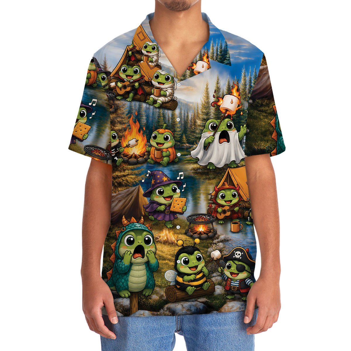 Vintage Frog Camping Hawaiian Shirt