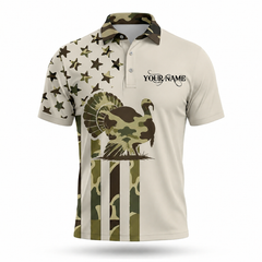 Custom Name Wild Turkey Hunting Camouflage Style Men Polo Shirt