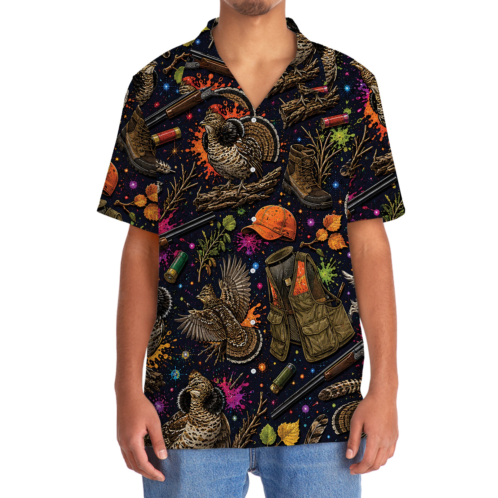 Retro Grouse Hunting Colorful Hawaiian Shirt